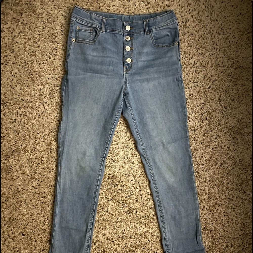 Kids' Light Blue Denim Jeans with Button Accents